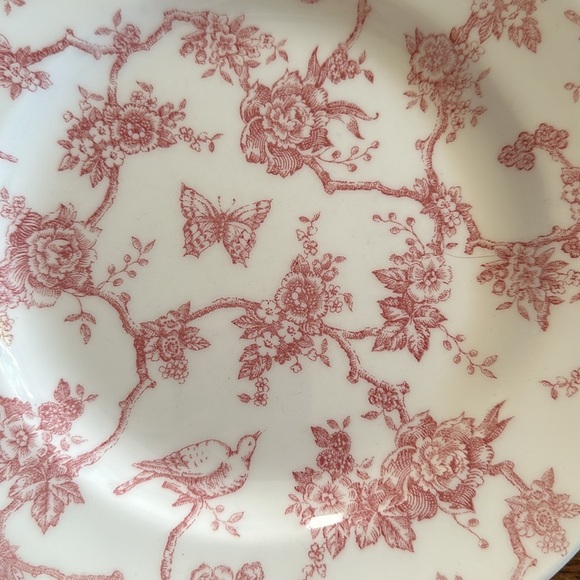 Vintage Queen’s by Churchill England Toile de jouy Pink Floral Butterfly 2 Plate - Picture 3 of 7